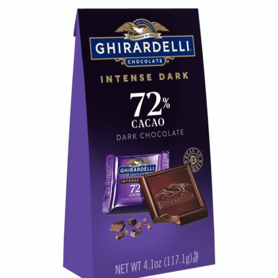 Gifts Ghirardelli Gift Bags | Intense Dark 72% Cacao Dark Chocolate Squares Medium Bag (Case Of 6)