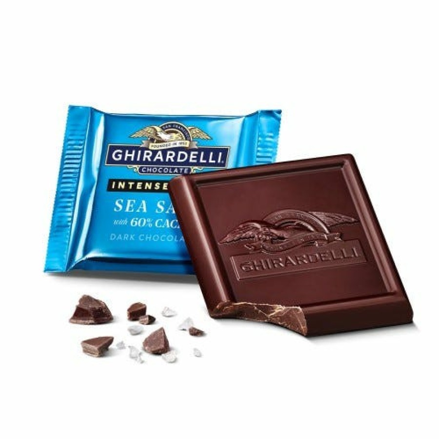 Shop Chocolate Ghirardelli Bulk Chocolate | Intense Dark Sea Salt 60% Cacao Dark Chocolate Squares Case Pack (540 Ct)