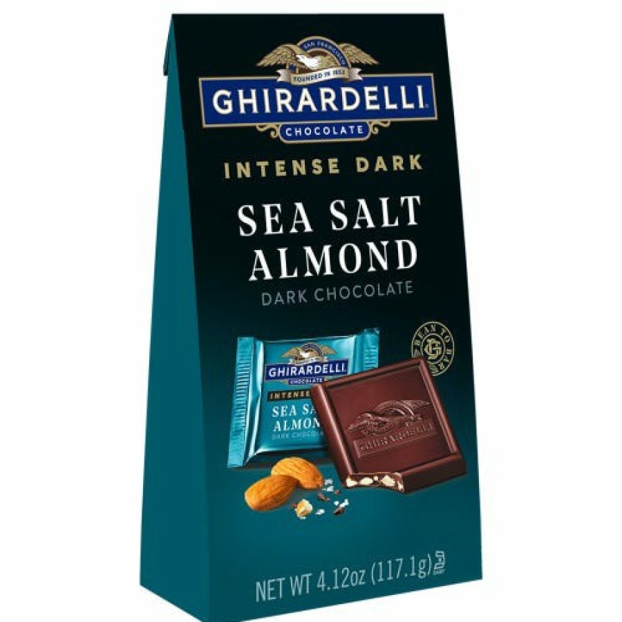 Gifts Ghirardelli Gift Bags | Intense Dark Sea Salt Almond Dark Chocolate Squares Medium Bag (Case Of 6)