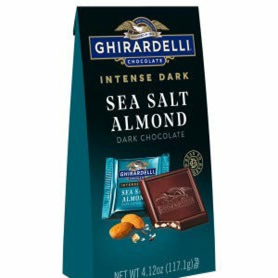 Gifts Ghirardelli Gift Bags | Intense Dark Sea Salt Almond Dark Chocolate Squares Medium Bag (Case Of 6)