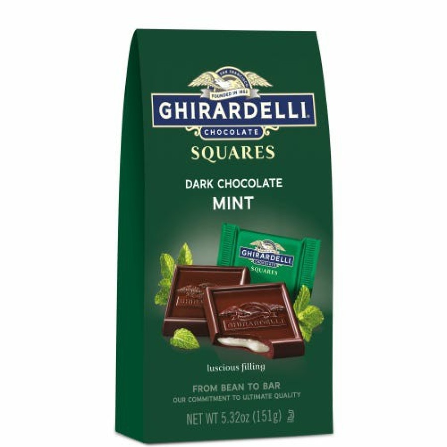 Gifts Ghirardelli Gift Bags | Dark Chocolate Mint Squares Medium Bags (Case Of 6)