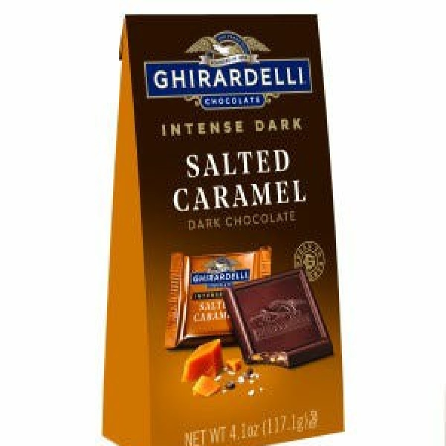 Shop Chocolate Ghirardelli Chocolate Squares | Intense Dark Salted Caramel Dark Chocolate Squares Medium Bag (Case Of 6)