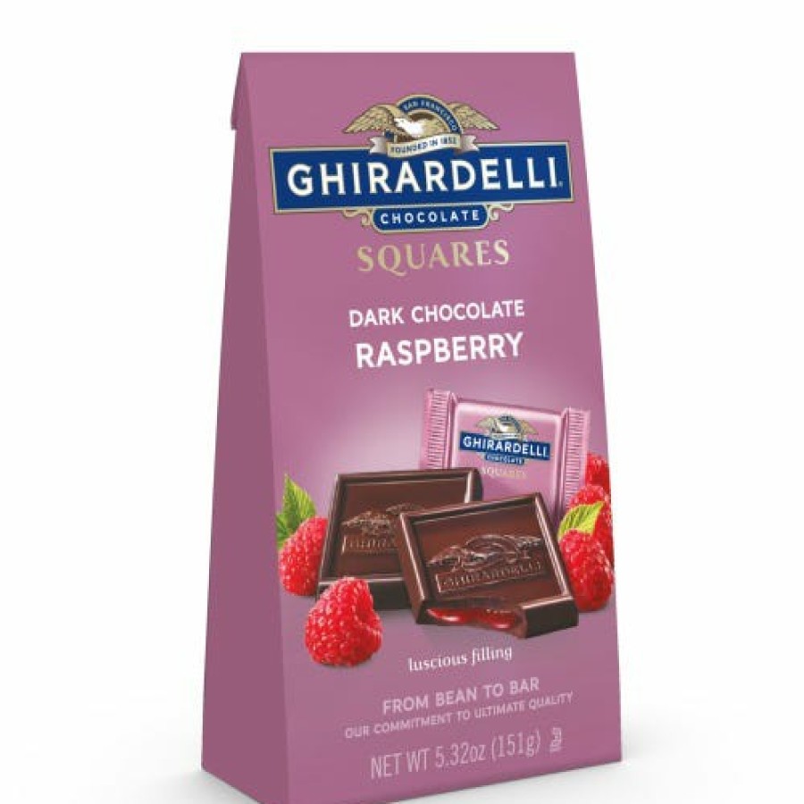 Gifts Ghirardelli Gift Bags | Dark Chocolate Raspberry Squares Medium Bags (Case Of 6)