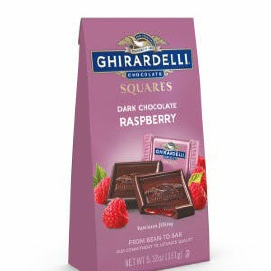 Gifts Ghirardelli Gift Bags | Dark Chocolate Raspberry Squares Medium Bags (Case Of 6)