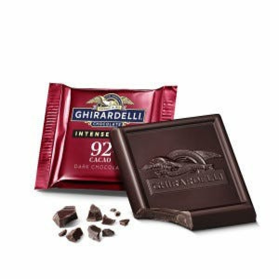 Shop Chocolate Ghirardelli Bulk Chocolate | Intense Dark 92% Cacao Dark Chocolate Squares Case Pack (540 Ct)