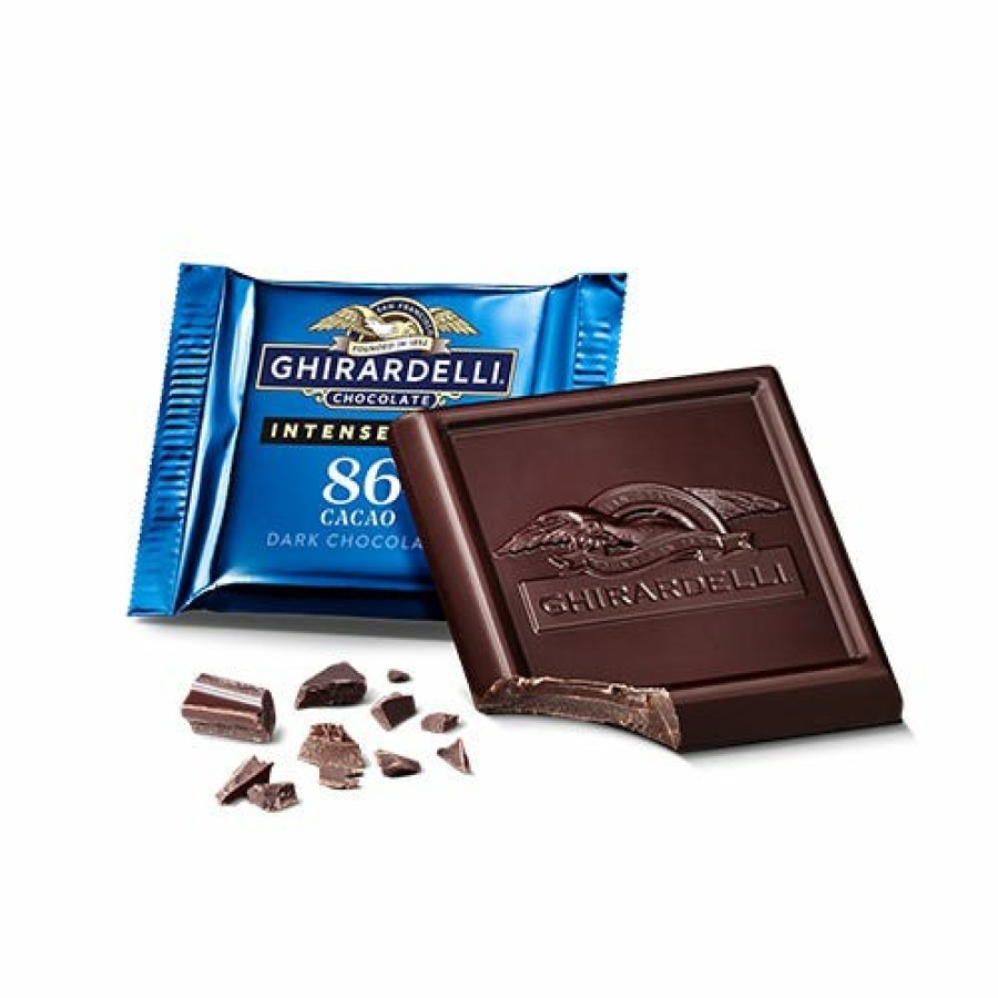 Shop Chocolate Ghirardelli Bulk Chocolate | Intense Dark 86% Cacao Dark Chocolate Squares Case Pack (540 Ct)